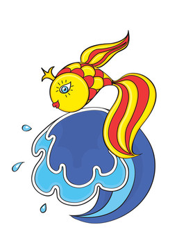 神奇的金魚在波浪上