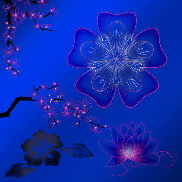 美麗的插圖花卉背景設(shè)計(jì)與梯度