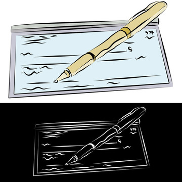 支票簿和Pen