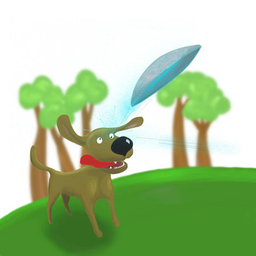 狗跳到飛碟UFO