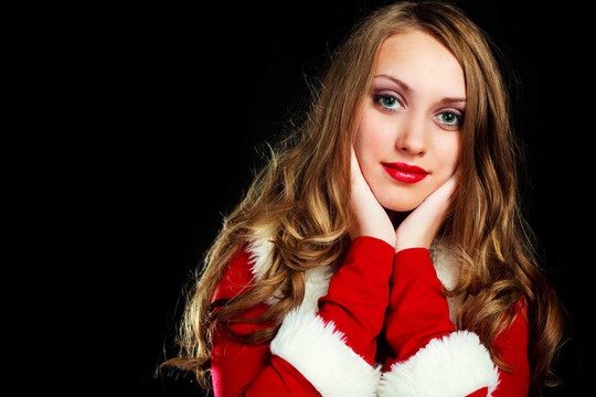打扮成Santa的女孩