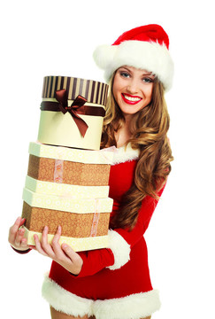 打扮成Santa的女孩