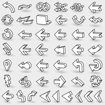 向量圖標(biāo)集：3D箭頭