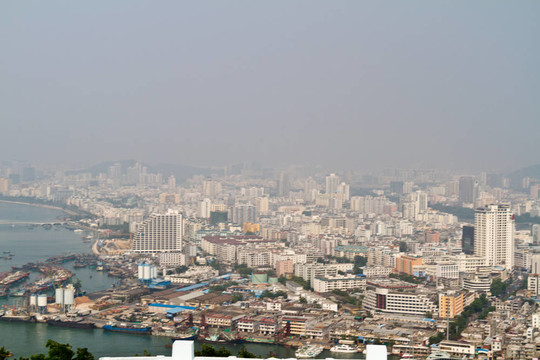中國海南島；三亞鳥瞰城市
