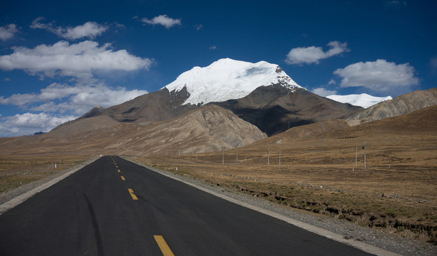 雪山下的公路