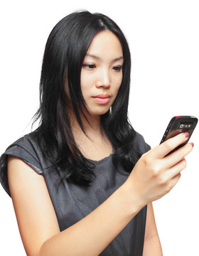 快樂(lè)商務(wù)女人用手機(jī)