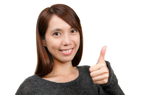 豎起大拇指的女人