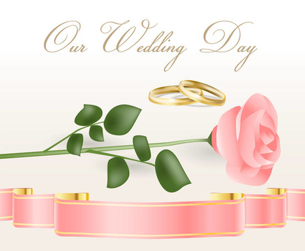 粉紅玫瑰和結(jié)婚戒指