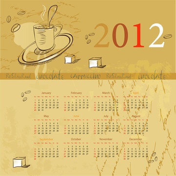 日歷2012的老式模板