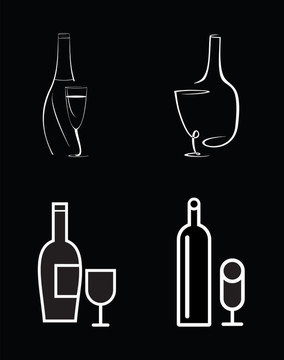 一瓶葡萄酒和葡萄酒杯