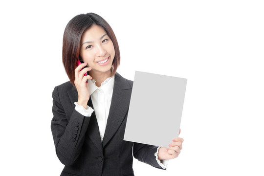 商務(wù)女人拿白紙