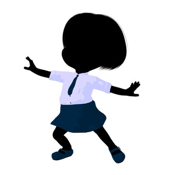 小女生插畫剪影