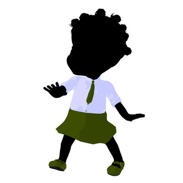 美國黑人小女孩插畫剪影