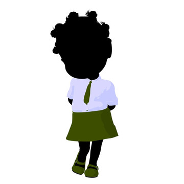 美國黑人小女孩插畫剪影