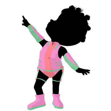 美國黑人小女孩插畫剪影