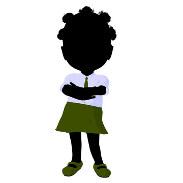 美國黑人小女孩插畫剪影