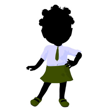 美國(guó)黑人小女孩插畫剪影