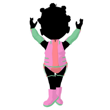 美國黑人小女孩插畫剪影
