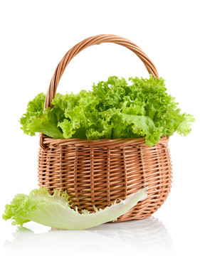 綠葉生菜放在籃子里