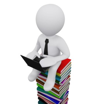3D男子坐在一堆書上
