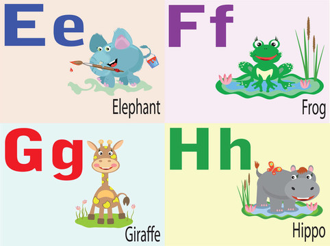 動物字母表；F；G；H