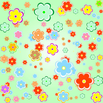 花chamomiles模式集綠色背景