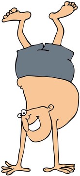 男人在做倒立