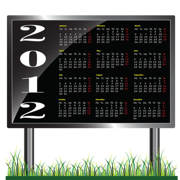 在廣告牌上的日歷2012