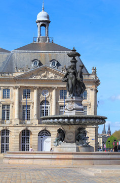 Fontaine des Trois優(yōu)雅的在交易所廣場；波爾多；Fra