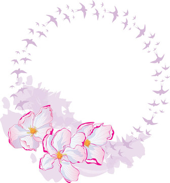 蘋果花與燕子；框架