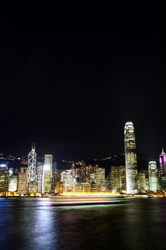 香港的夜景在維多利亞港