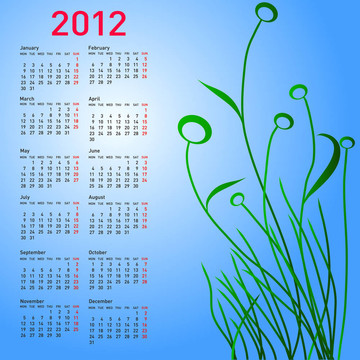 時尚日歷與鮮花為2012。