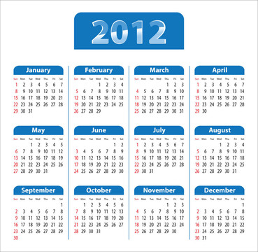2012日歷