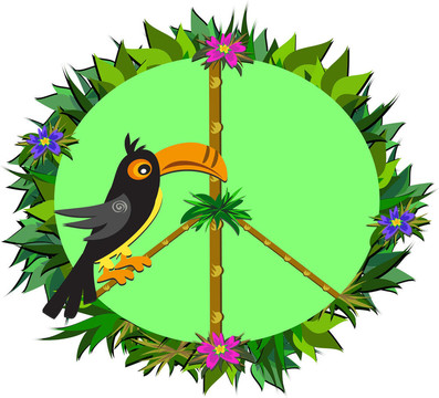 和平標(biāo)志與熱帶巨嘴鳥