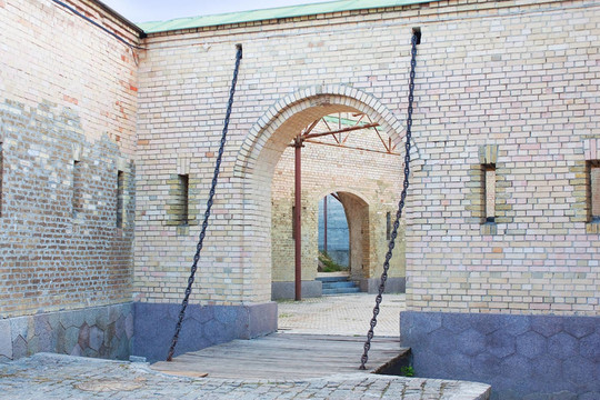 城堡的大門(mén)，磚墻在基輔（Kyiv）；烏克蘭。kievo - pecherskaya要塞。