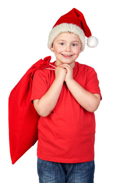 可愛的孩子與Santa Hat