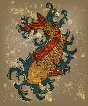 日本錦鯉魚蹩腳的背景