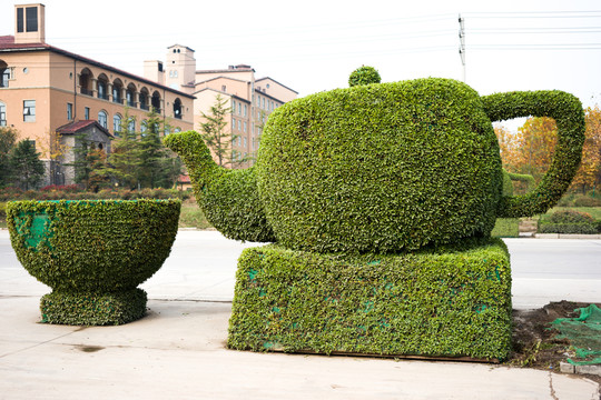 植物雕塑茶壺