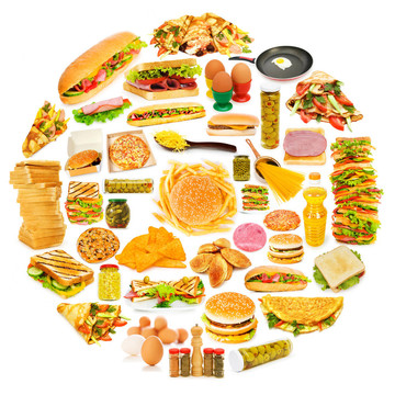 圓與大量的食品項目
