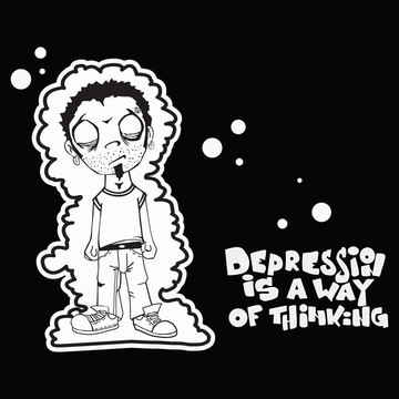 抑郁男孩的插圖