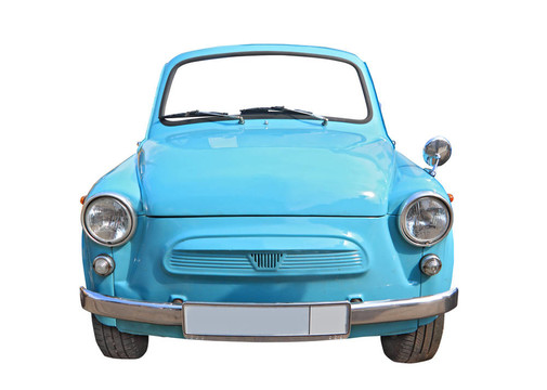 白色背景上的復(fù)古車