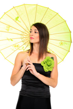 美麗的年輕女性肖像傘