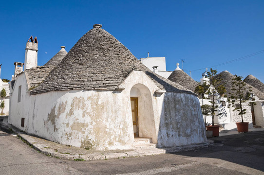 Alberobello s Trulli。普利亞。意大利.