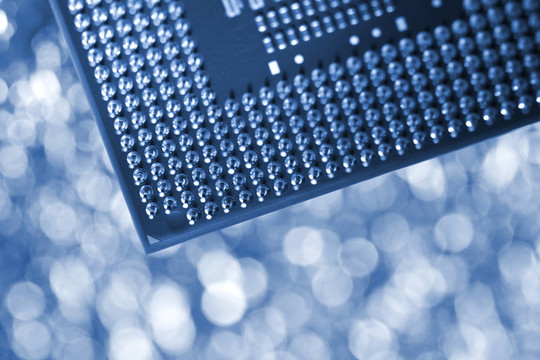 CPU。摘要的寫作。單色藍色色調(diào)。極淺的場。