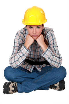 陰郁的女建筑工人