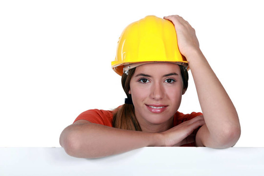 一個(gè)女建筑工人的畫像。