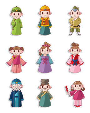 卡通中國(guó)人圖標(biāo)集