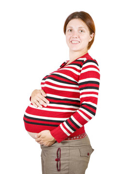 抱孕婦肚子的女人