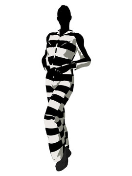 女性刑事剪影插圖