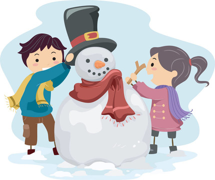孩子們在堆雪人